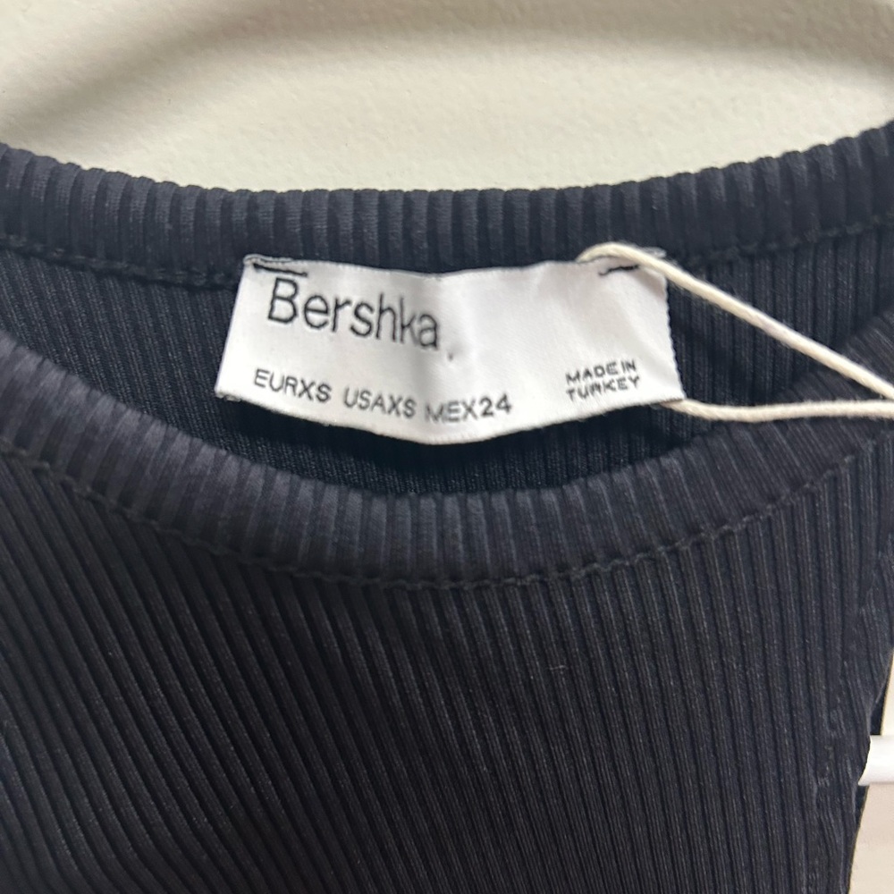 Bershka Black Ribbed Women's Top - Picture 3 of 4